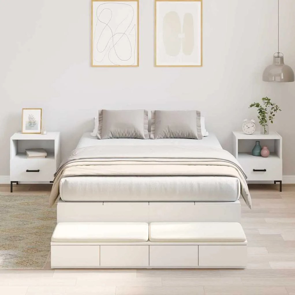 vidaXL Κρεβάτι με αποθηκευτικό χώρο Λευκό 226.5 x 120 x 31.5 εκ.