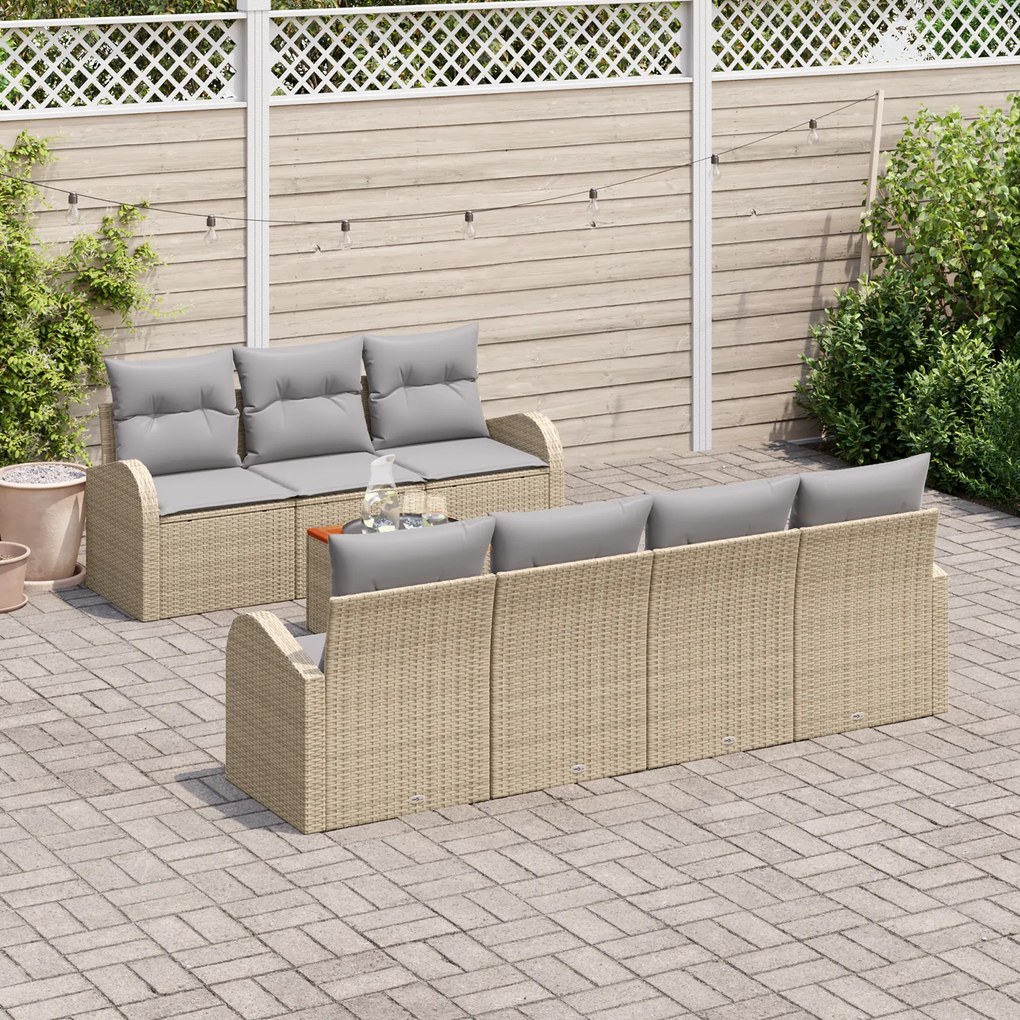 vidaXL Σετ Καθιστικού Κήπου 8 pcs Beige, ανοιχτό γκρι Μεγάλο