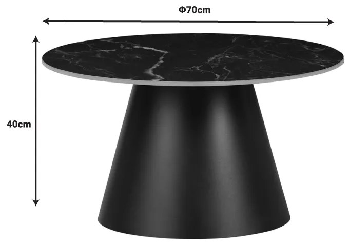 Βοηθητικά τραπέζια Fabrin Inart μαύρο μαρμάρου sintered stone-μαύρο μέταλλο - 029-000314