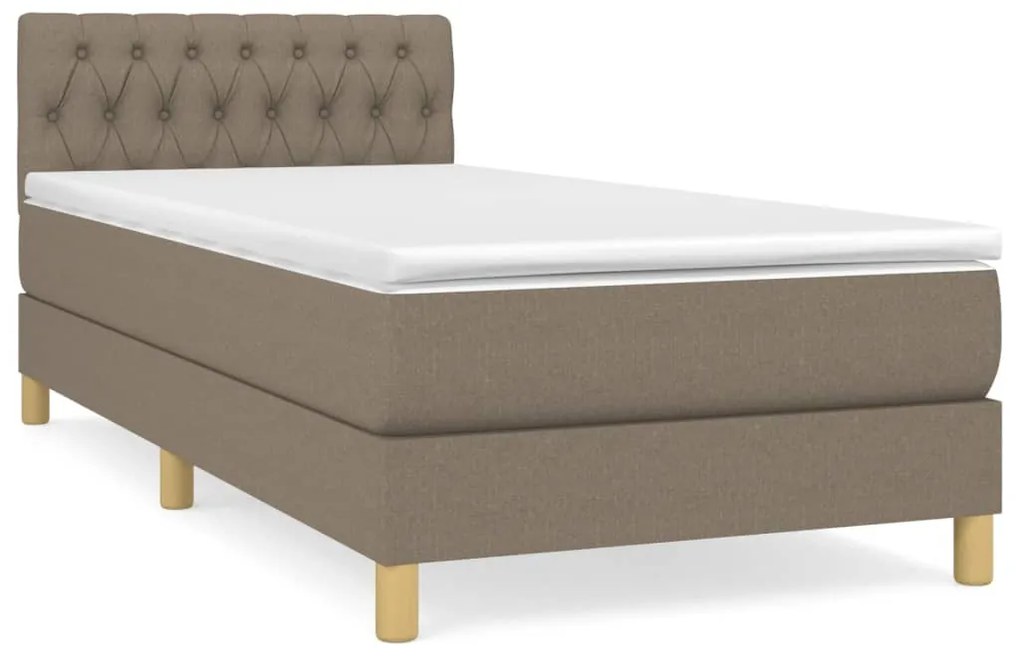 vidaXL Κρεβάτι Boxspring με Στρώμα Taupe 90x190 εκ.Υφασμάτινο