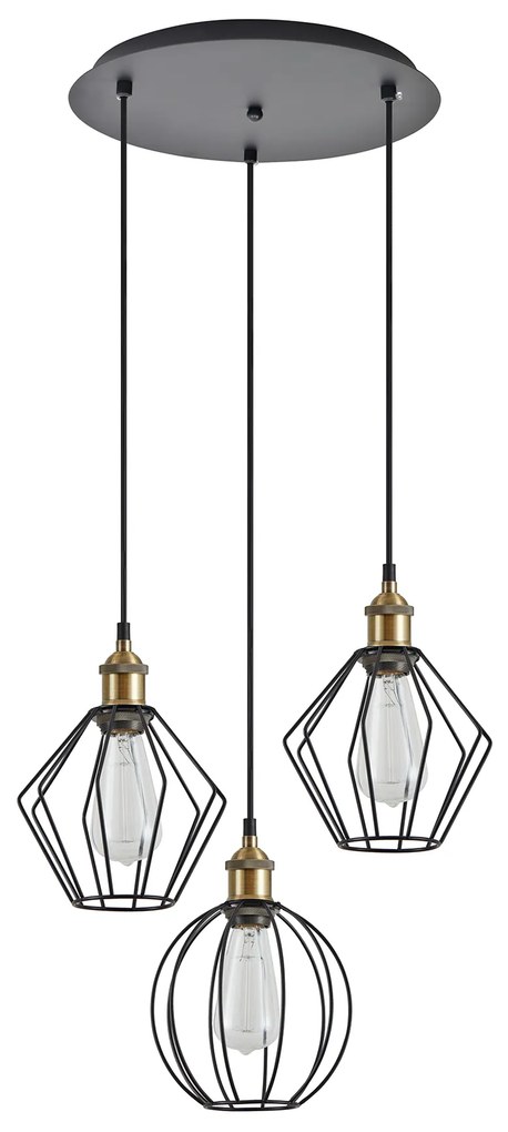 SE21-BR-10-3BL-GR12 MAGNUM FLEX Bronze Metal Pendant Black Metal Grid+ HOMELIGHTING 77-8965