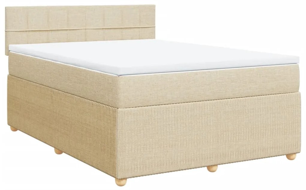 ΚΡΕΒΑΤΙ BOXSPRING ΜΕ ΣΤΡΩΜΑ ΚΡΕΜ 140X200 ΕΚ. ΥΦΑΣΜΑΤΙΝΟ 3287484