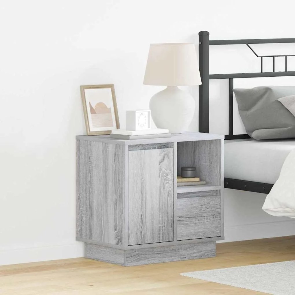 vidaXL Κομοδίνο με 2 pcs Γκρι 50 x 34.5 x 50 εκ. Επεξεργασμένο ξύλο