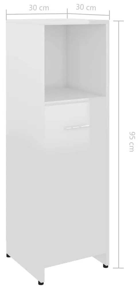 Στήλη Μπάνιου Γυαλιστερό Λευκό 30x30x95 εκ. Επεξεργασμένο Ξύλο - Λευκό