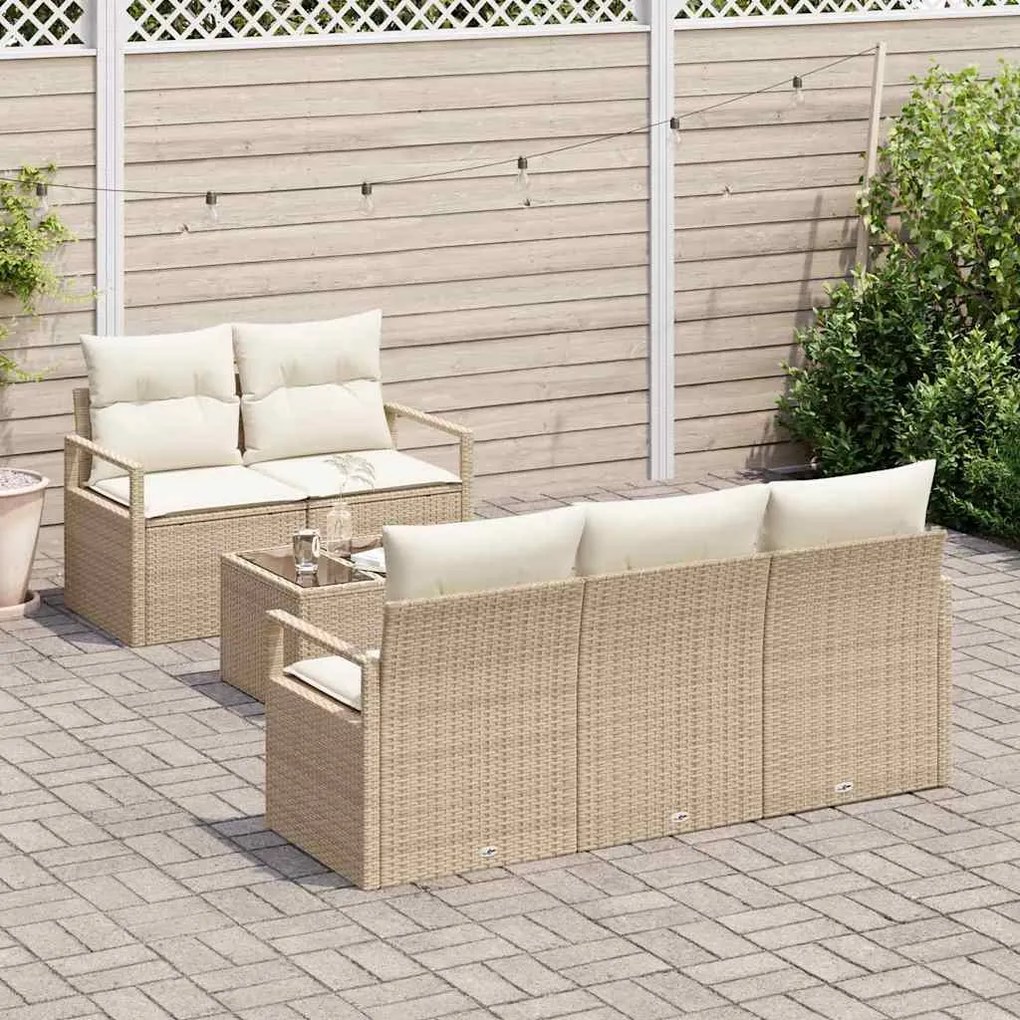vidaXL Σετ Καναπέ Κήπου με μαξιλάρι 6 pcs Μπεζ, Κρέμα 55 x 55 x 37 εκ