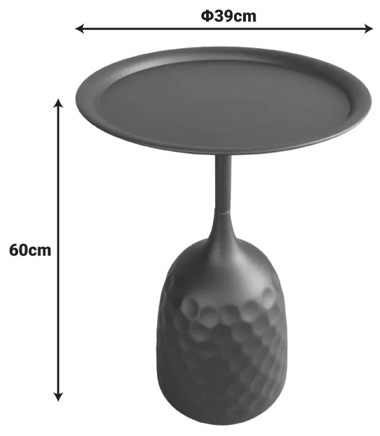 Βοηθητικό τραπέζι Waini pakoworld μέταλλο σε μαύρη απόχρωση Φ39x60εκ