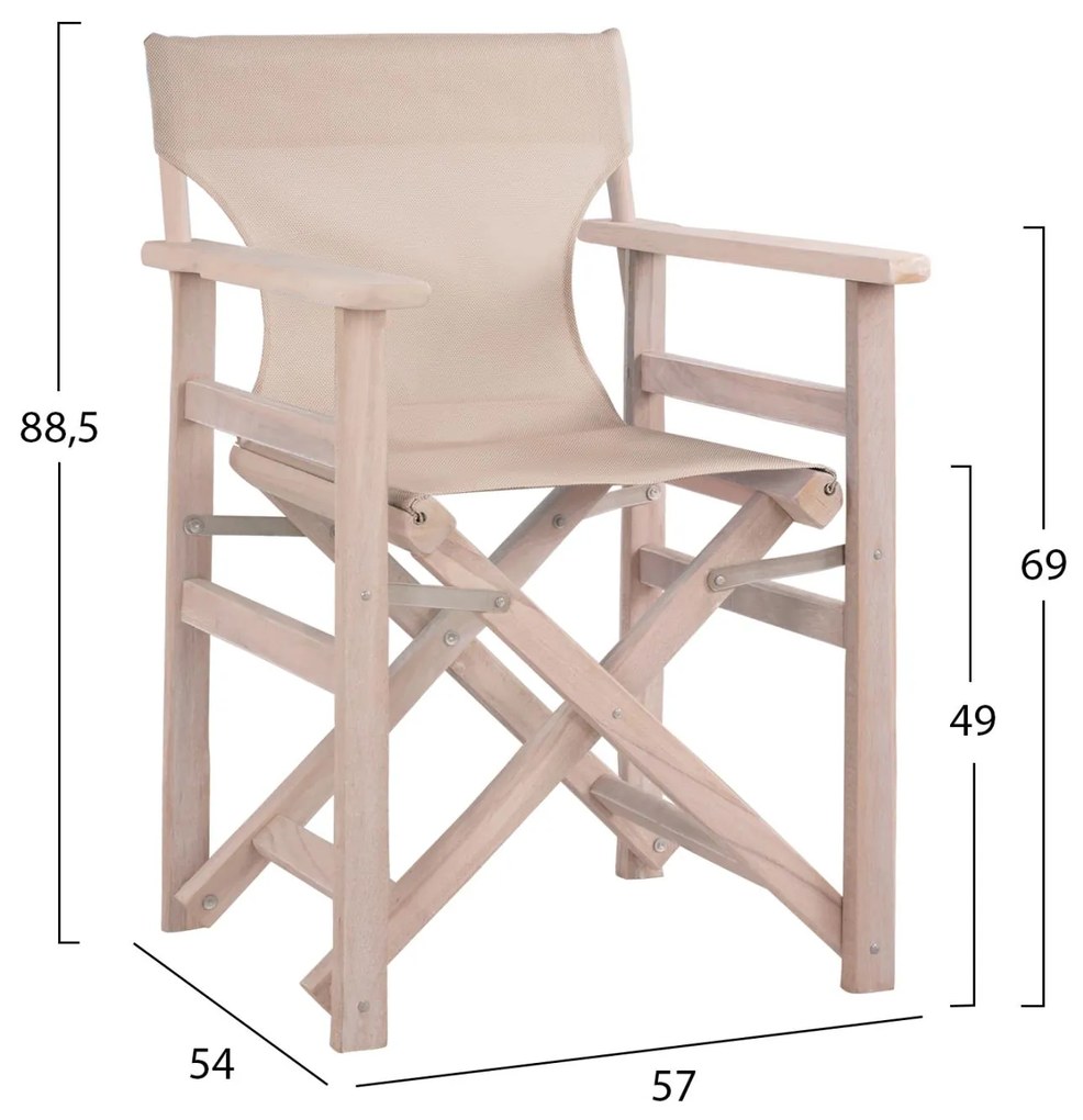 Καρέκλα Σκηνοθέτη ΛΗΜΝΟΣ C10453.60 Chalk Finish Λευκή Εμποτισμού με PVC Εκρού 57x54x88.5 εκ.