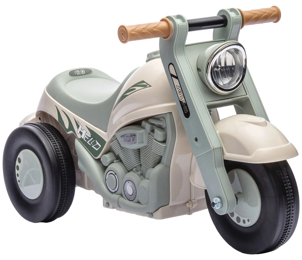 AIYAPLAY Αυτοκίνητο-πατίνι, σχέδιο μοτοσικλέτας, μουσική και σαπουνόφουσκες, για 2-5 ετών, Κρεμ Λευκό