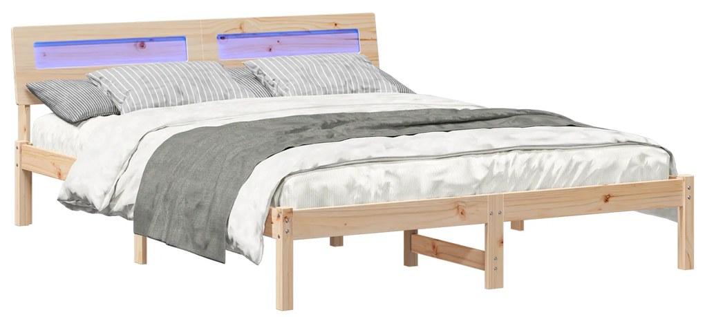 vidaXL Σκελετός Κρεβατιού Καφέ 160 x 200 cm Συμπαγές ξύλο πεύκου