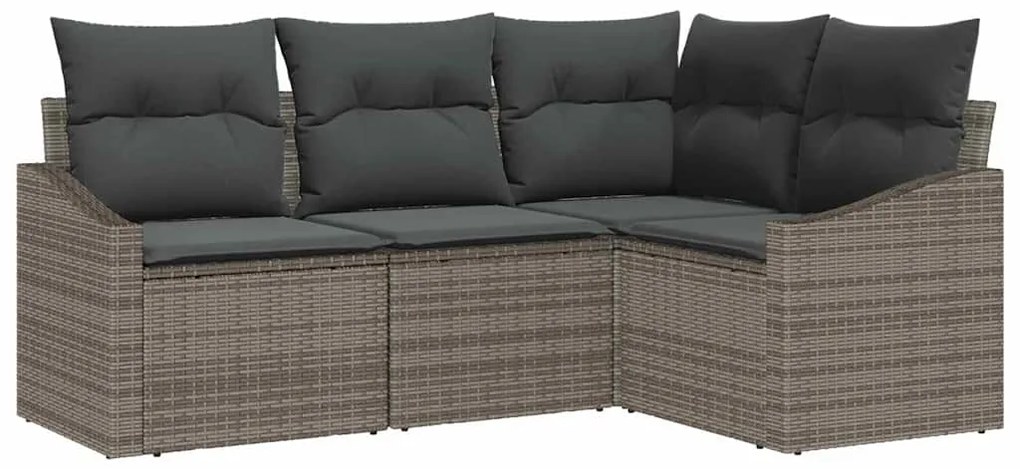 vidaXL Σετ Καναπέ Κήπου 4 pcs Γκρι Πολυ ράταν