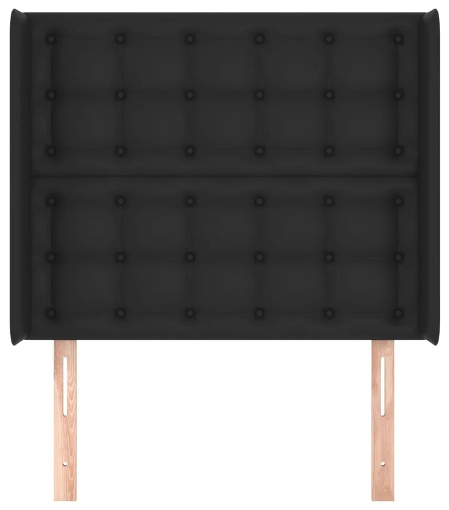 Κεφαλάρι με Πτερύγια Μαύρο 93x16x118/128 εκ. Συνθ. Δέρμα - Μαύρο