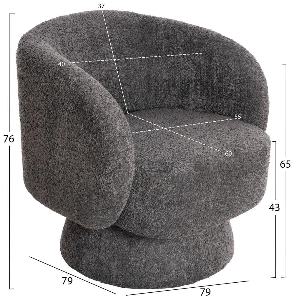 ΠΟΛΥΘΡΟΝΑ KARLEN HM9592.01 ΓΚΡΙ ΜΠΟΥΚΛΕ ΥΦΑΣΜΑ 78x81x77Υεκ.