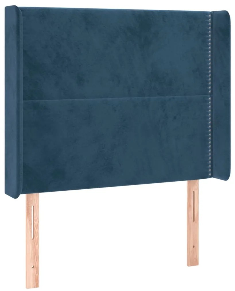 vidaXL Κρεβάτι Boxspring με Στρώμα &amp; LED Σκ. Μπλε 90x190 εκ. Βελούδινο