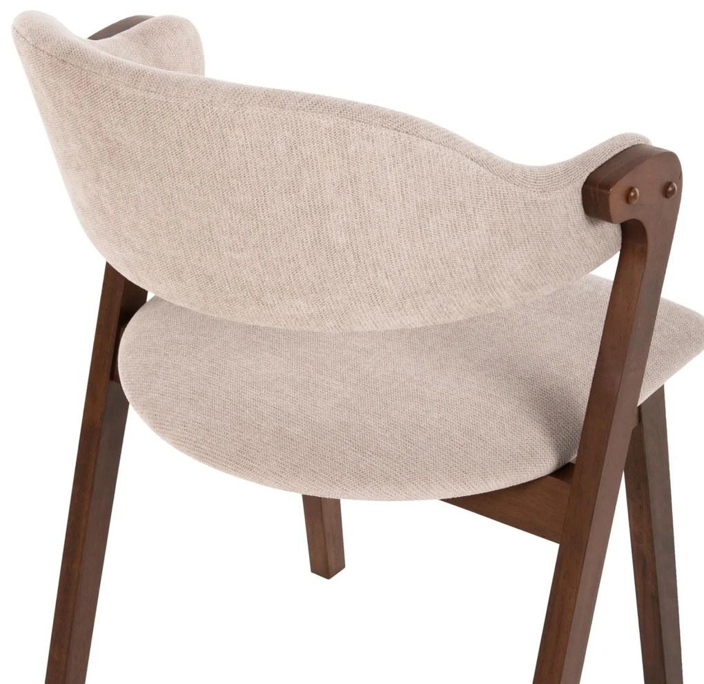 Καρέκλα RIDER Rubberwood Καρυδί και Εκρού ύφασμα 59x59x83Yεκ. 2αδα 59x59x83 εκ.