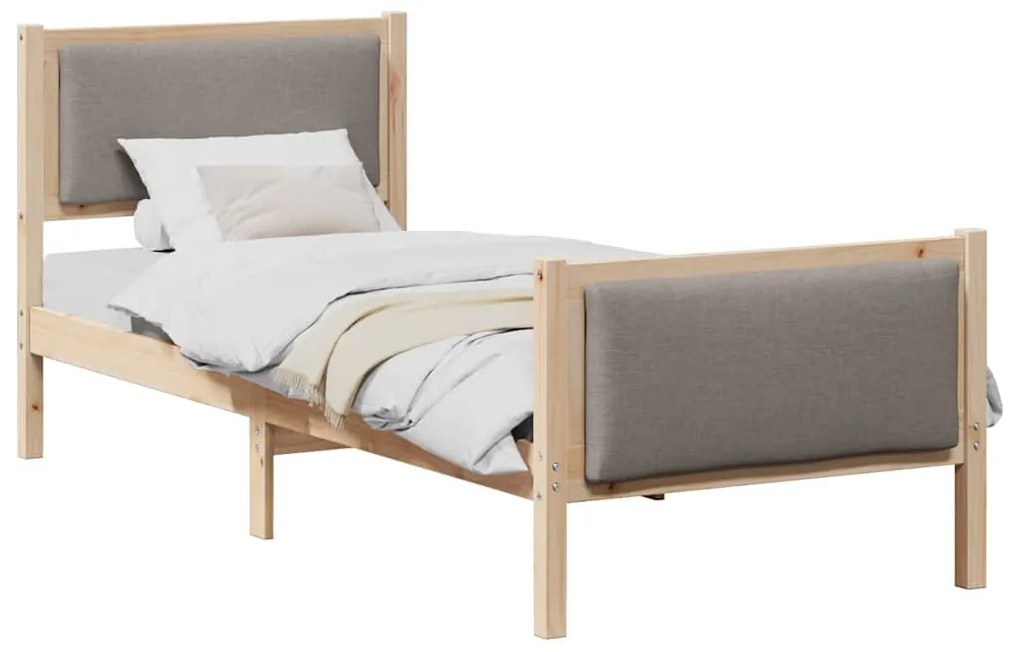 vidaXL Σκελετός Κρεβατιού με κεφαλάρι Taupe 75 x 190 cm ύφασμα