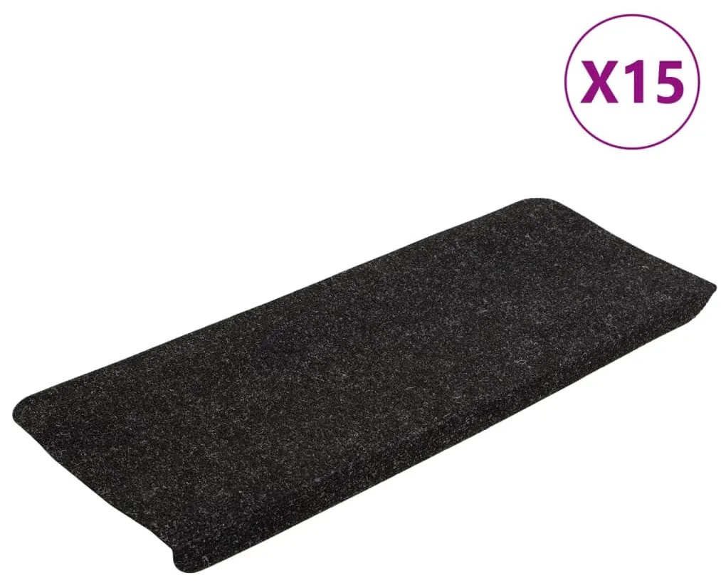 vidaXL Πατάκια Σκάλας Αυτοκόλλητα 15 τεμ. Ανθρακί 65x24,5x3,5 εκ.