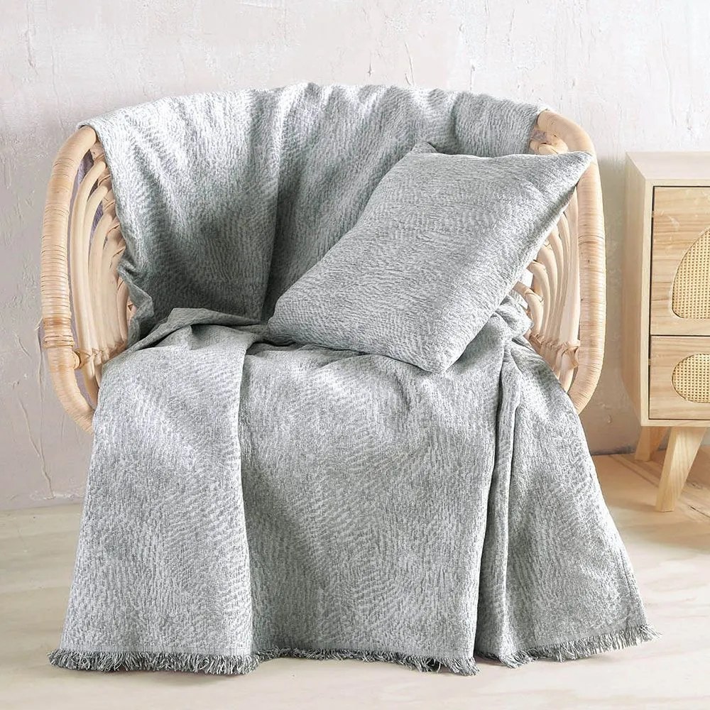 Ριχτάρι Fidel Grey Ρυθμός Πολυθρόνα 160x180cm Βαμβάκι-Chenille