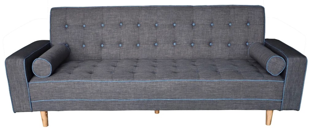 Καναπές Κρεβάτι Τριθέσιος ArteLibre GORDANA Γκρι/Μπλε 222x86x85cm