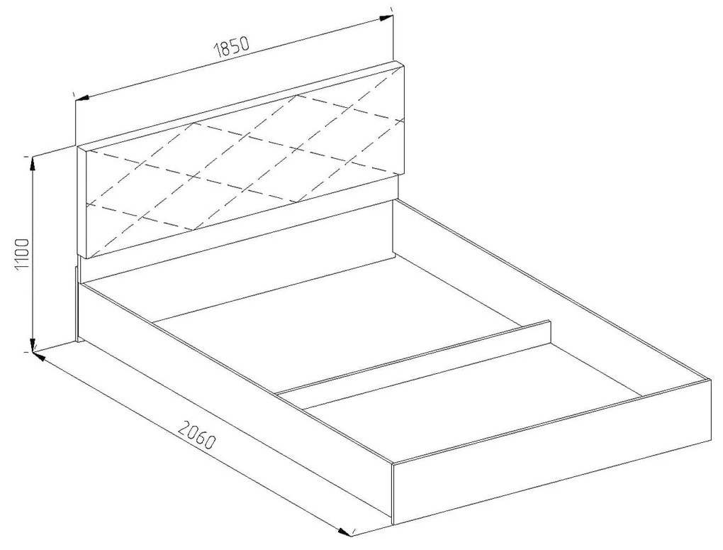 BERINDA Κρεβάτι Υπέρδιπλο Ξύλινο Light Artwood/Anthracite με Ορθοπεδικό Τελάρο για Στρώμα 180x200cm