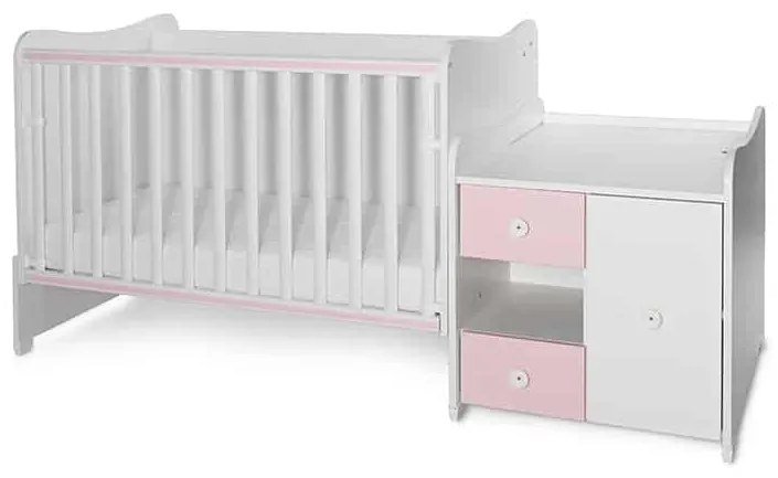 Πολυμορφικό βρεφικό κρεβάτι Mini Max  White + Pink 10150500038A Lorelli