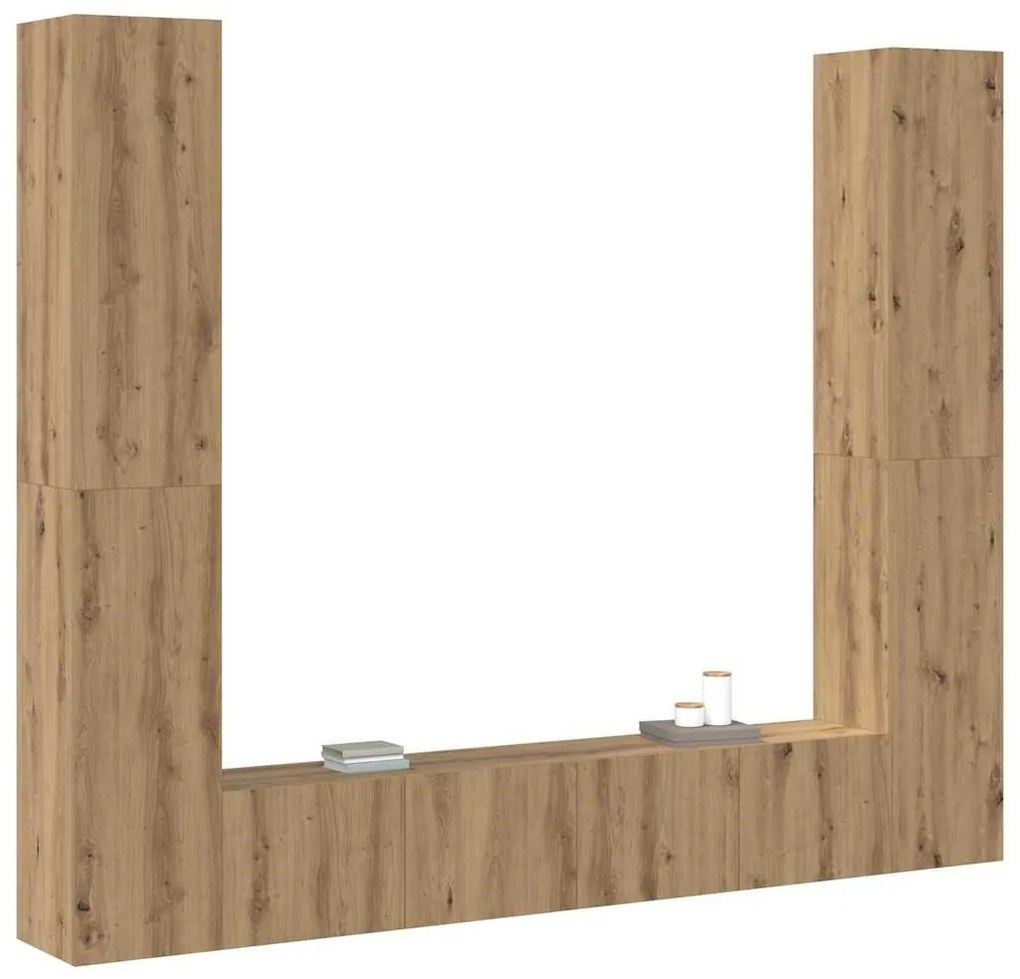 vidaXL Ντουλάπι TV 6 pcs Καφέ 221 x 30 x 180 εκ. Επεξεργασμένο ξύλο