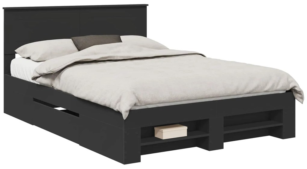 vidaXL Σκελετός Κρεβατιού Μαύρο 150 x 200 cm Επεξεργασμένο ξύλο