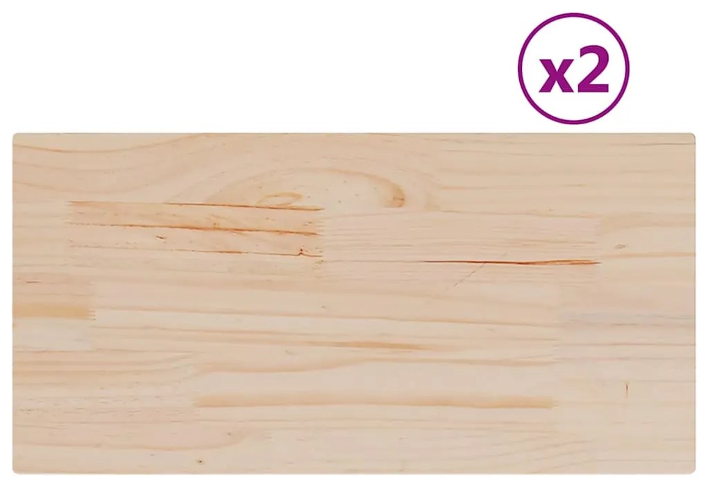 vidaXL Επιφάνειες Τραπεζιού Ορθογώνιες 2 τεμ. 60x30x1,7 εκ Μασίφ Πεύκο