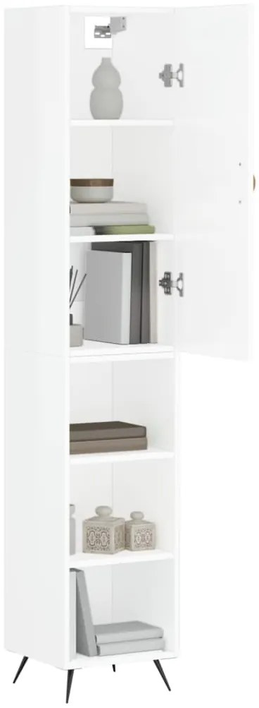 vidaXL Ντουλάπι Γυαλ. Λευκό 34,5 x 34 x 180 εκ. από Επεξεργασμένο Ξύλο