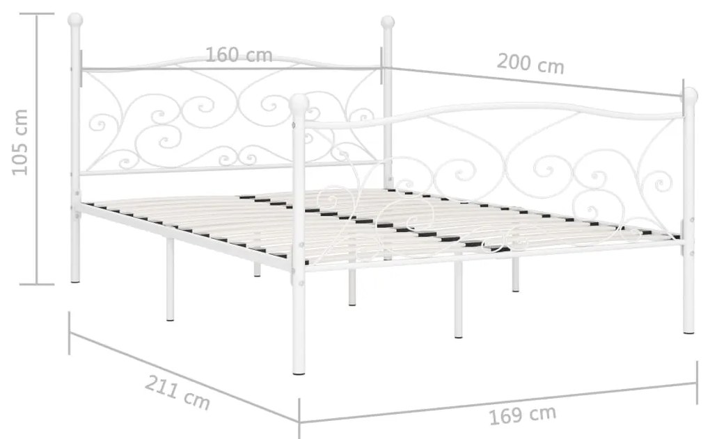 vidaXL Πλαίσιο Κρεβατιού με Τελάρο Λευκό 160 x 200 εκ. Μεταλλικό