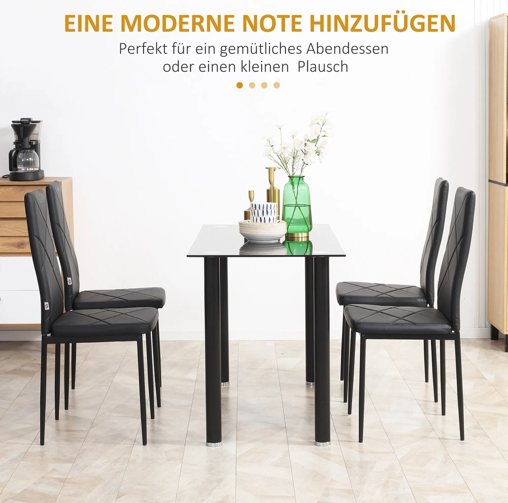 HOMCOM Σετ 4 καρεκλών τραπεζαρίας, μοντέρνος σχεδιασμός, 41 cm x 50 cm x 97 cm, Μαύρο