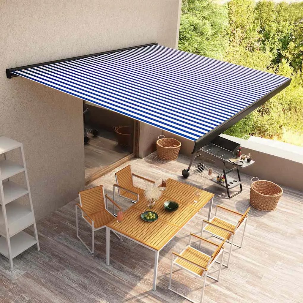 vidaXL Τέντα Κασετίνα με Μοτέρ Μπλε / Λευκή 400x300 εκ.