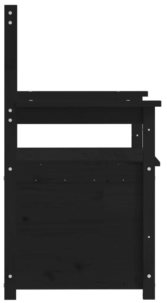 vidaXL Παγκάκι Μαύρο 112,5x51,5x96,5 εκ. από Μασίφ Ξύλο Πεύκου