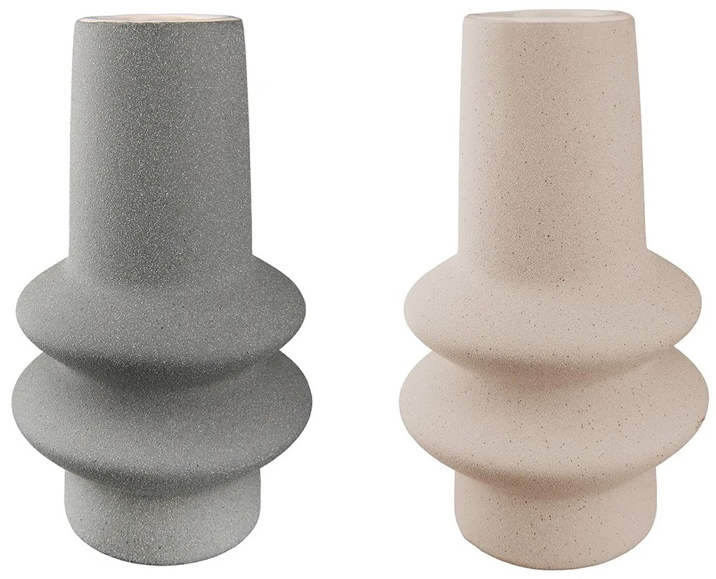 Βάζο 'Radon' Κεραμικό Μπεζ/Γκρι 2Τμχ 19.5x11cm-05161021