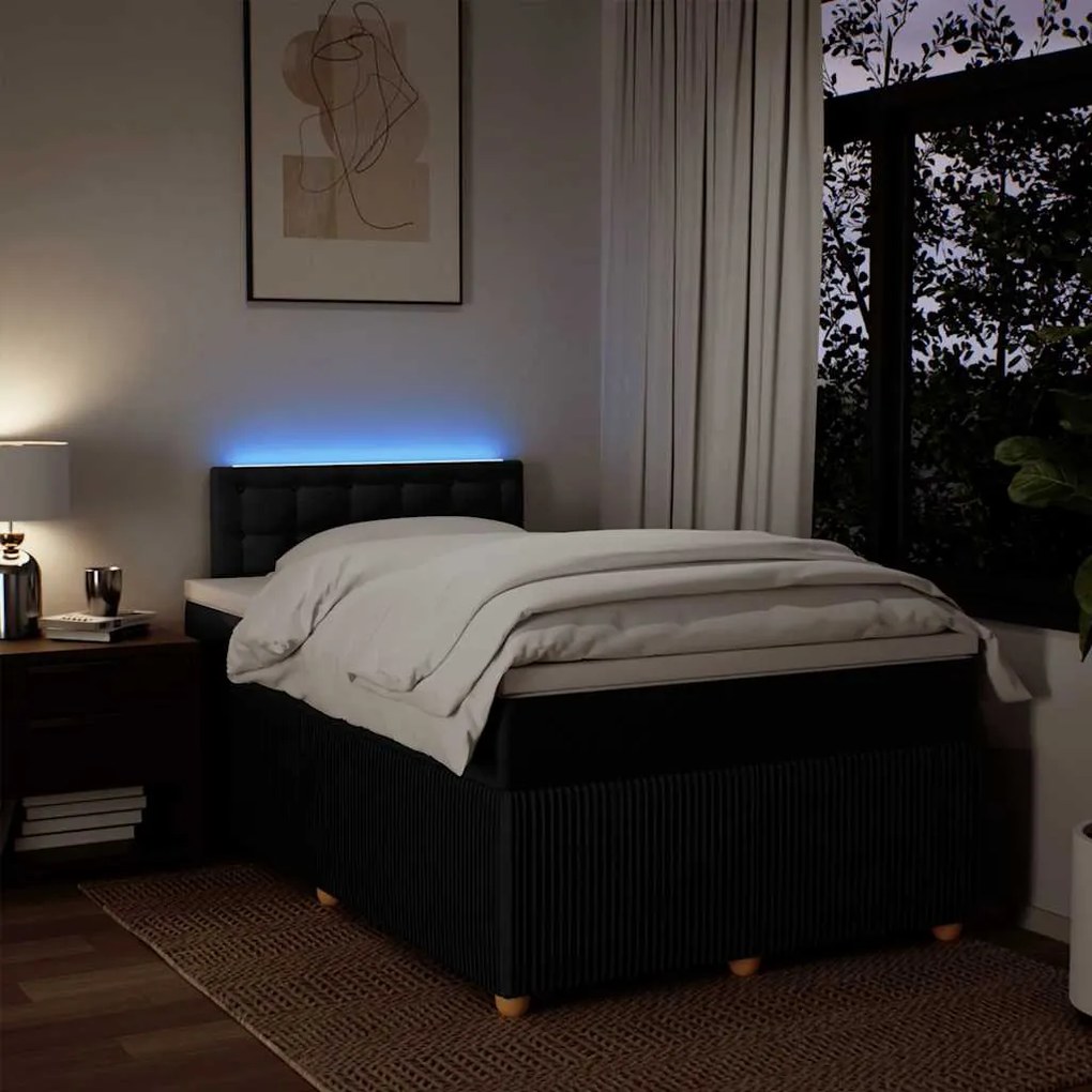 vidaXL Κρεβάτι Boxspring με Στρώμα Μαύρο 120x190 εκ. Υφασμάτινο