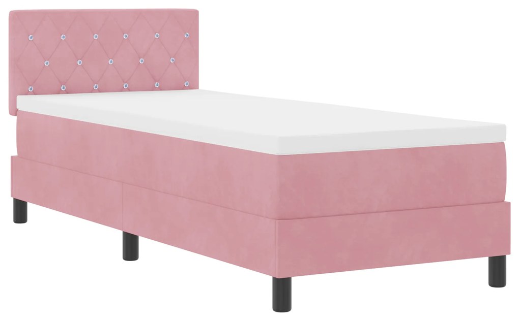 vidaXL Κρεβάτι Box Spring με Στρώμα Ροζ 80x200 εκ Βελούδο