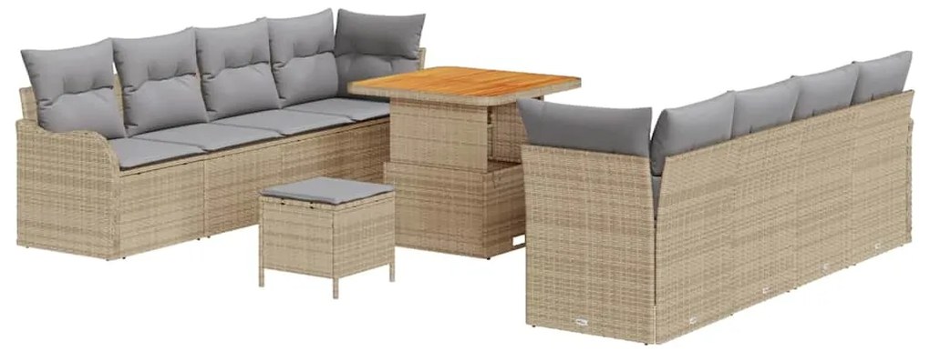 vidaXL Σετ Καναπέ Κήπου 11 pcs Μπεζ συνθετικό ρατάν