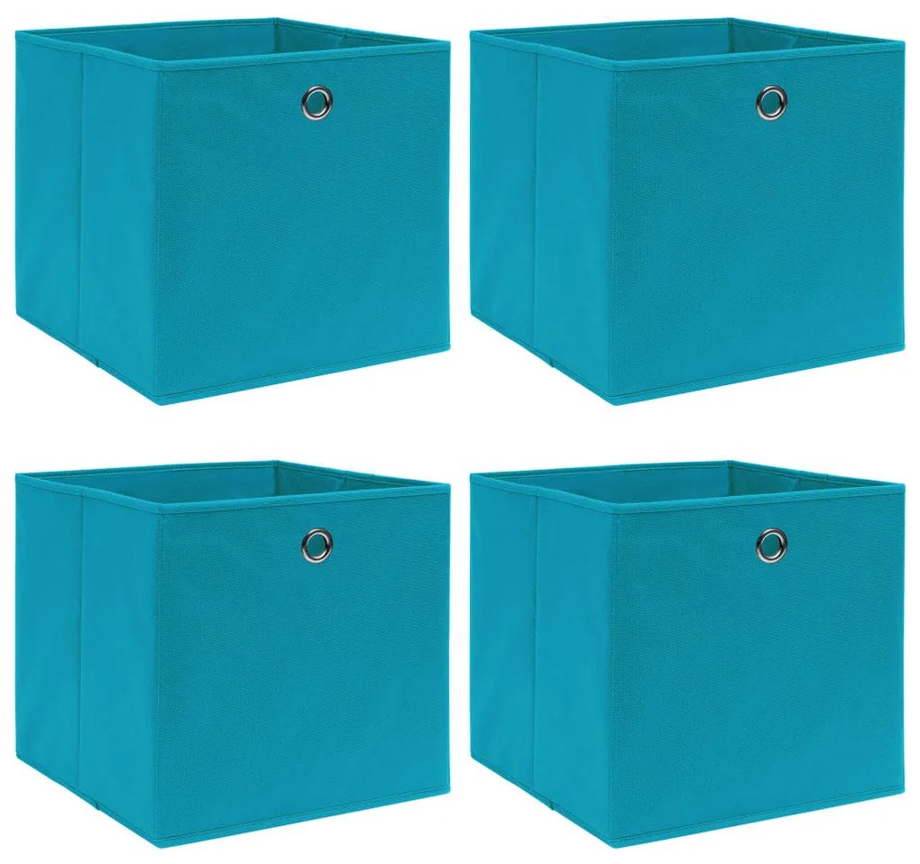 Κουτιά Αποθήκευσης 4 τεμ. Γαλάζια 32 x 32 x 32 εκ. Υφασμάτινα