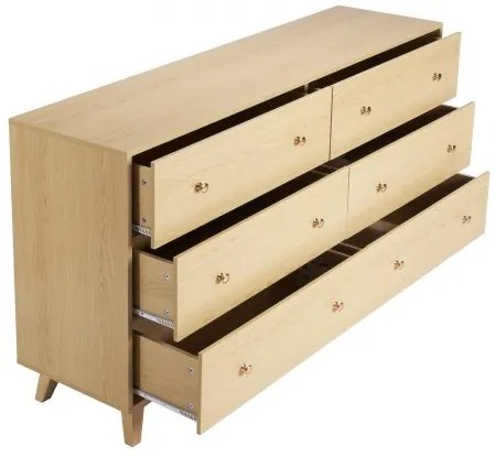 VEVOR 6 Drawer Dresser Wooden Chest of Drawers with Sliding with Anti-tip Device