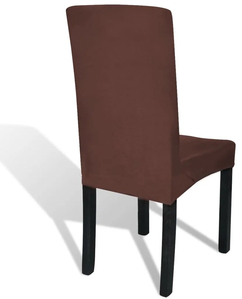 vidaXL Κάλυμμα Καρέκλας Ελαστικό Ίσιο 4 τεμ. Καφέ