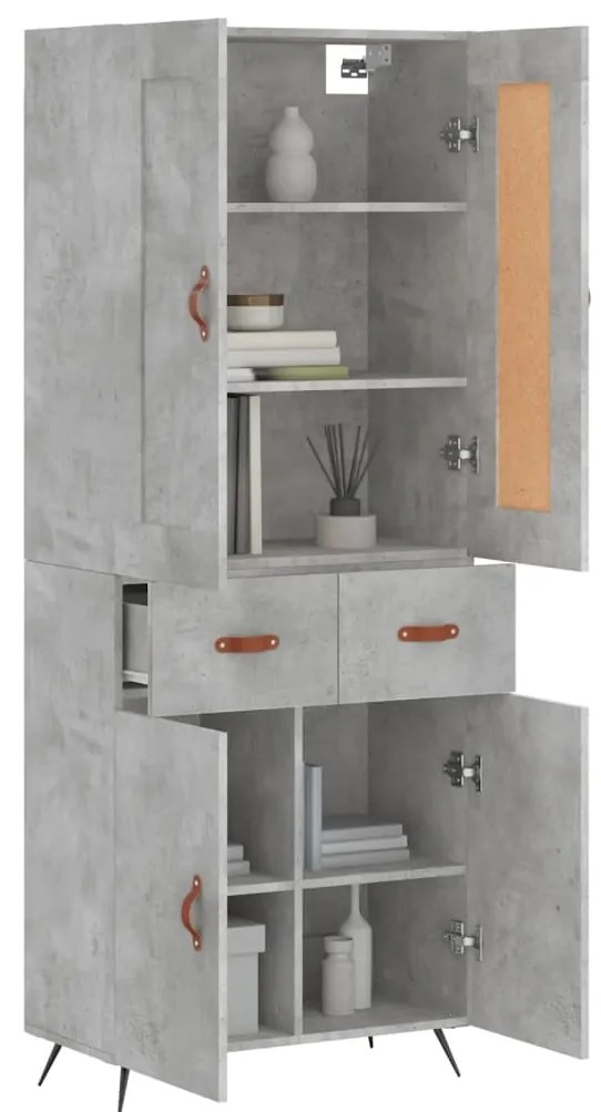 vidaXL Ντουλάπι Γκρι Σκυροδέματος 69,5x34x180 εκ. Επεξεργασμένο Ξύλο