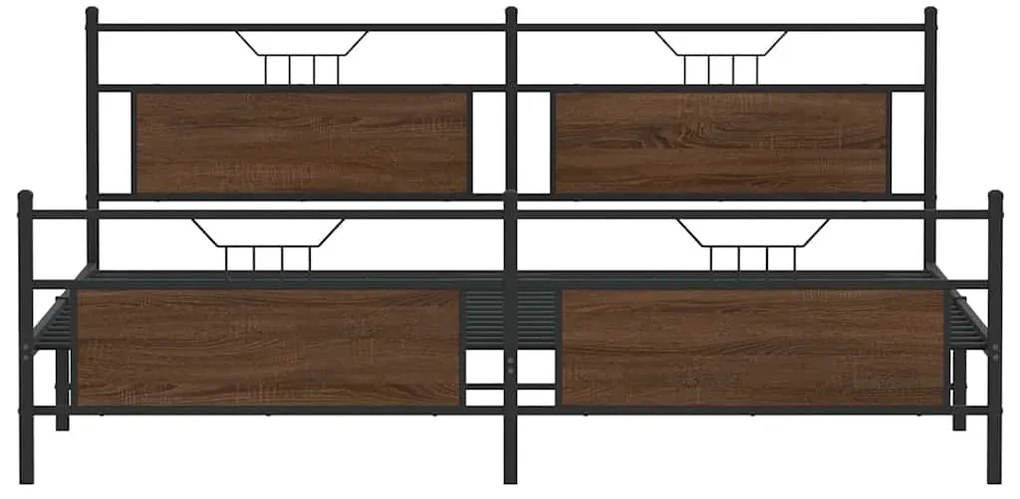 vidaXL Σκελετός Κρεβ. Χωρίς Στρώμα Καφέ Δρυς 193x201 εκ. Μεταλλικό