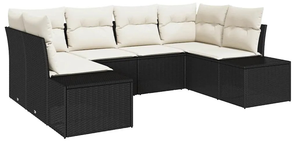 vidaXL Σετ Καναπέ Κήπου με μαξιλάρι 6 pcs Μαύρο συνθετικό ρατάν