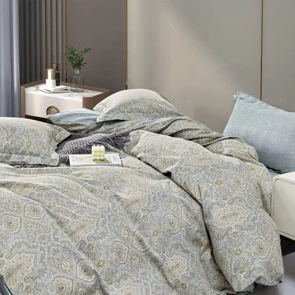 Σεντόνια Masilda (Σετ 4τμχ) Aqua-Green Ρυθμός Υπέρδιπλo 230x260cm 100% Cotton Satin