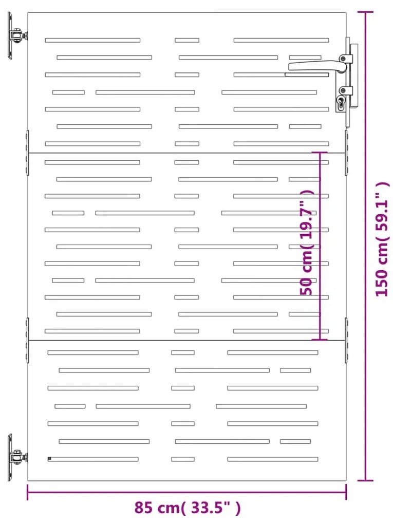 Πύλη Κήπου με Τετράγωνο Σχέδιο 85 x 150 εκ. από Ατσάλι Corten - Καφέ