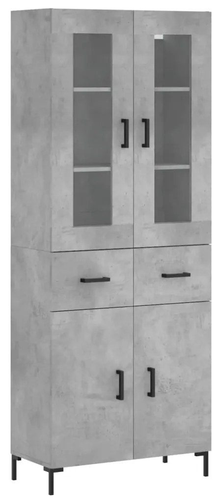 vidaXL Ντουλάπι Γκρι Σκυροδέματος 69,5x34x180 εκ. Επεξεργασμένο Ξύλο