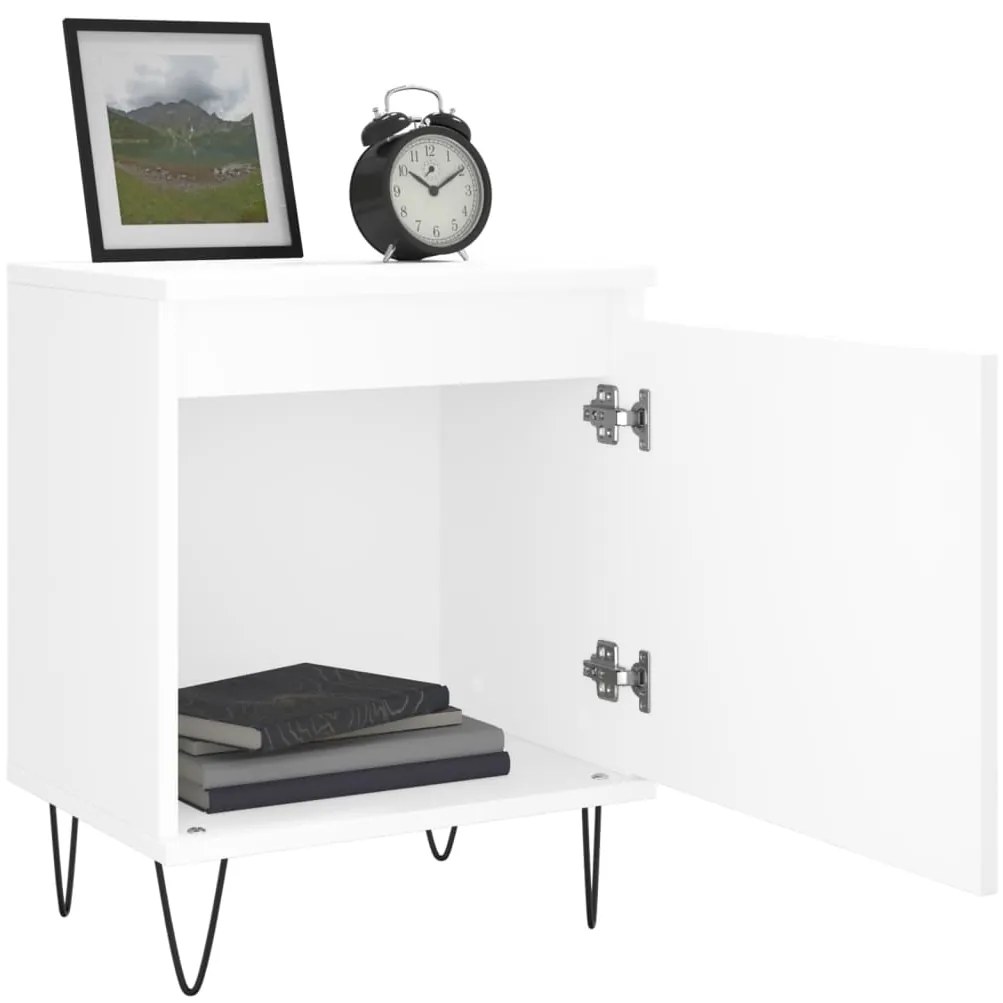 vidaXL Κομοδίνα 2 τεμ. Λευκά 40 x 30 x 50 εκ. από Επεξεργασμένο Ξύλο