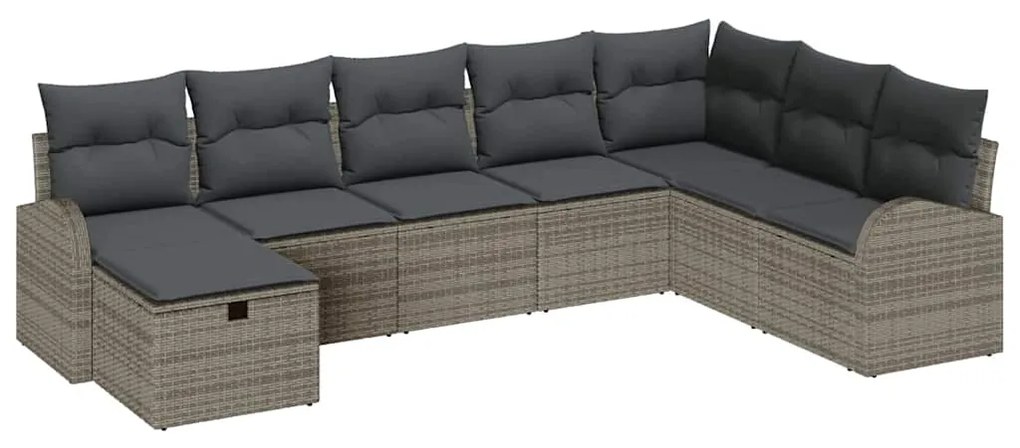 vidaXL Σετ Καναπέ Κήπου με μαξιλάρι 8 pcs Γκρι Πολυ ράταν