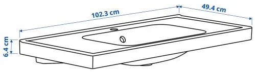 ORRSJON νιπτήρας με σιφόνι, 102x49 cm 795.167.55