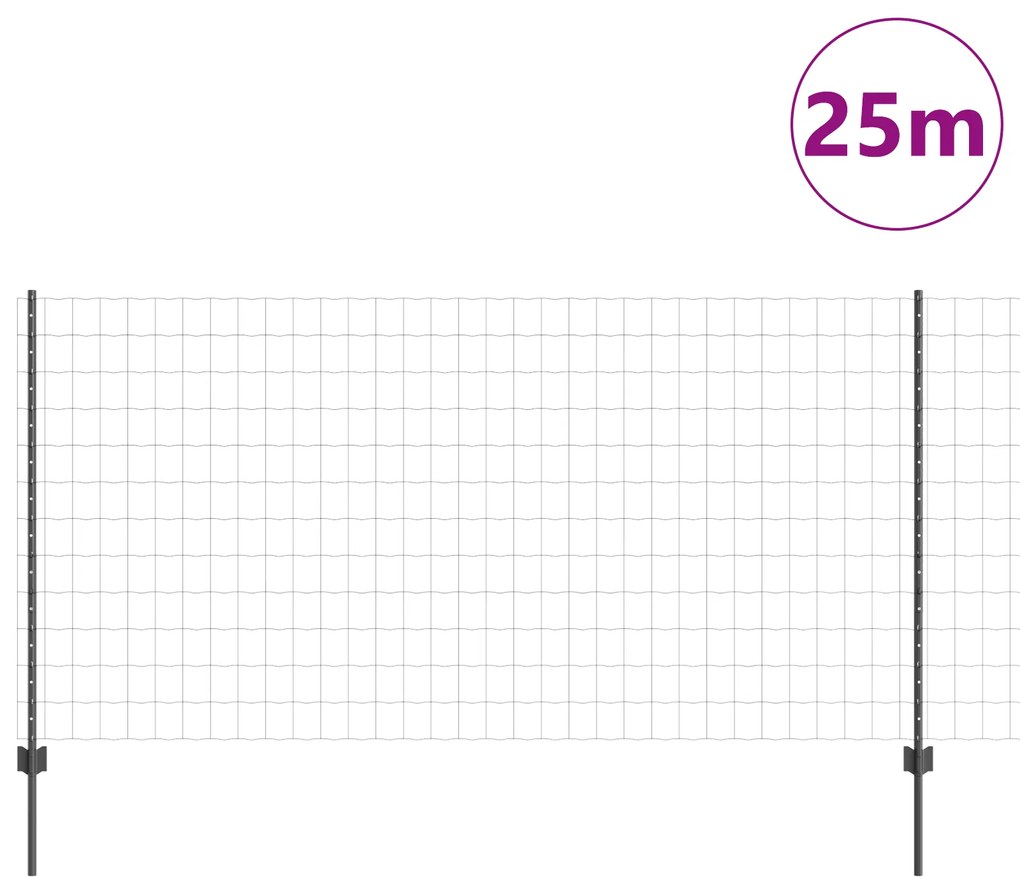 vidaXL Ευρωπαϊκό Φράχτη με 22 Πόδια Γκρι 1,2x25 μ Ατσάλι