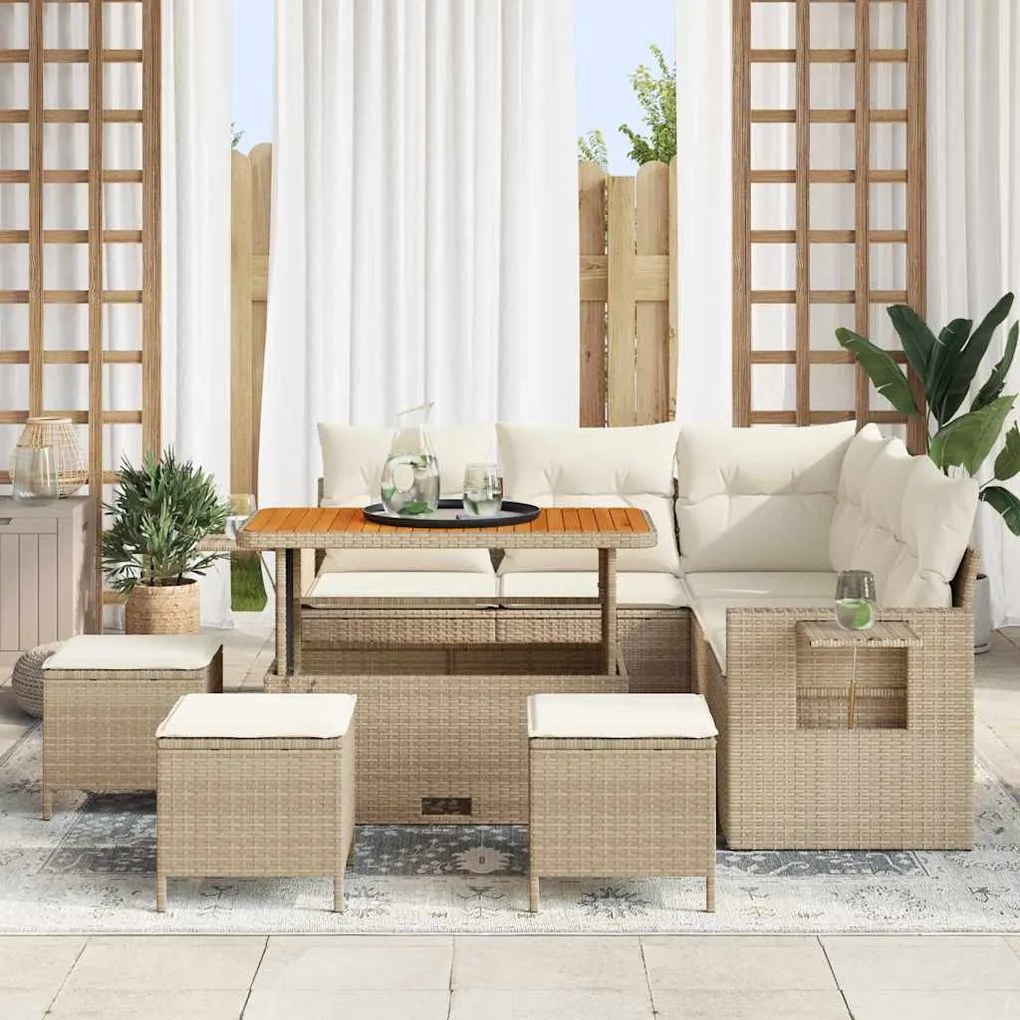 vidaXL Σετ Καναπέ Κήπου 9 pcs μπεζ και κρεμ 110 x 55 x 71 εκ